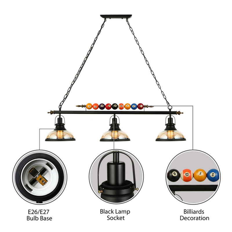 Williston Kasha 3 Light Pool Table Lights Bell Pendant with